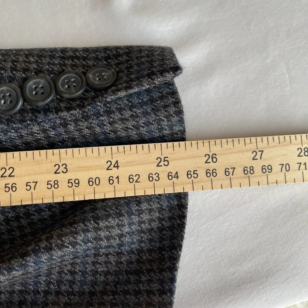Chaps Men's Grey Houndstooth Wool Two Button Sport Coat Blazer Plus Size 48R